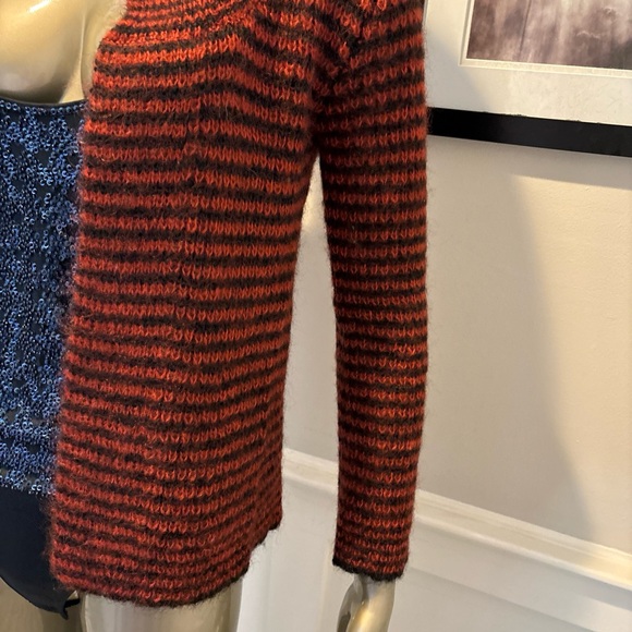 VTG PHILLIPE RONSARD.PARIS DESIGNER KNIT SWEATER JACKET TOP SZ S BLACK ORANGE - Picture 5 of 8